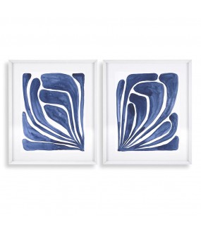 Set of 2 Beautiful Blue stylized leaf inks