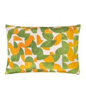 Gold Yellow and Sage Green Velvet Cushion, 40x60cm