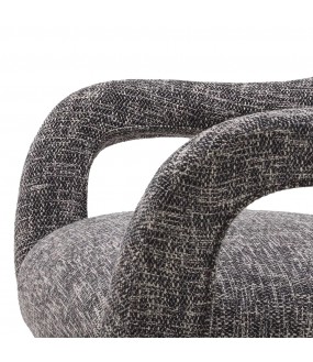 Manolo Armchair, Curved Shapes and Tapered Black Legs