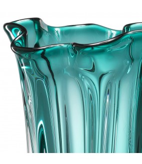 Hand Blown Glass in Turquoise Colour Lagona Vase