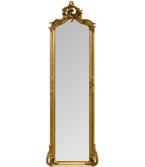 Baroque mirror Sylphide, high wooden frame carvings and antique painting gold patina.