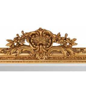 Decorative rectangular mirror Italian baroque style, wood frame and stucco