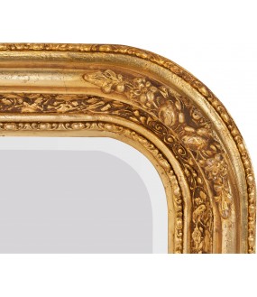 Decorative rectangular mirror Italian baroque style, wood frame and stucco