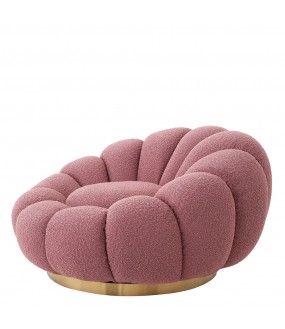 Swivel Lounge Chair Gummer, Pink Bouclé
