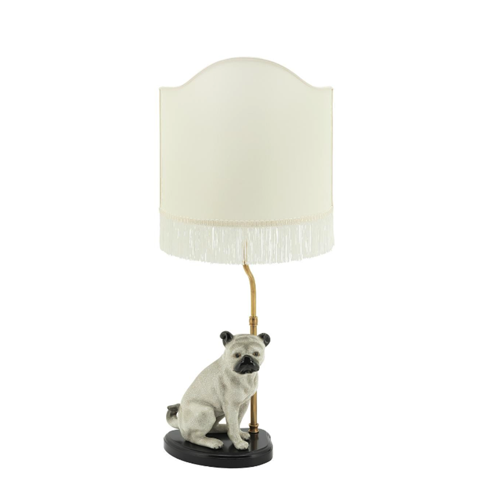 Porcelain Pug Dog Lamp H70cm