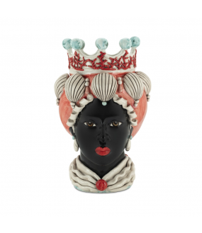 Vase en Céramique, Femme Maure Corail - H50cm