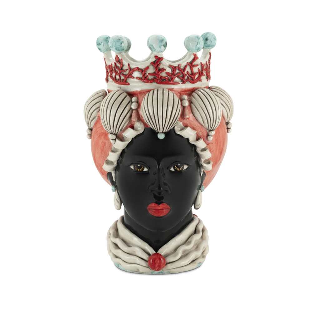 Vase en Céramique, Femme Maure Corail - H50cm