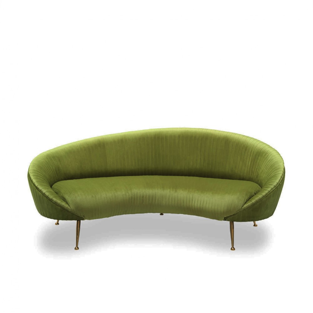Fiora Green Pleated Velvet Sofa - 190cm