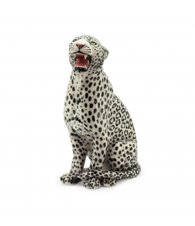 Statue in Ceramic Grey Leopard H83cm