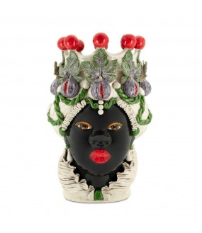 Ceramic Vase, Woman Moor Head with Figs