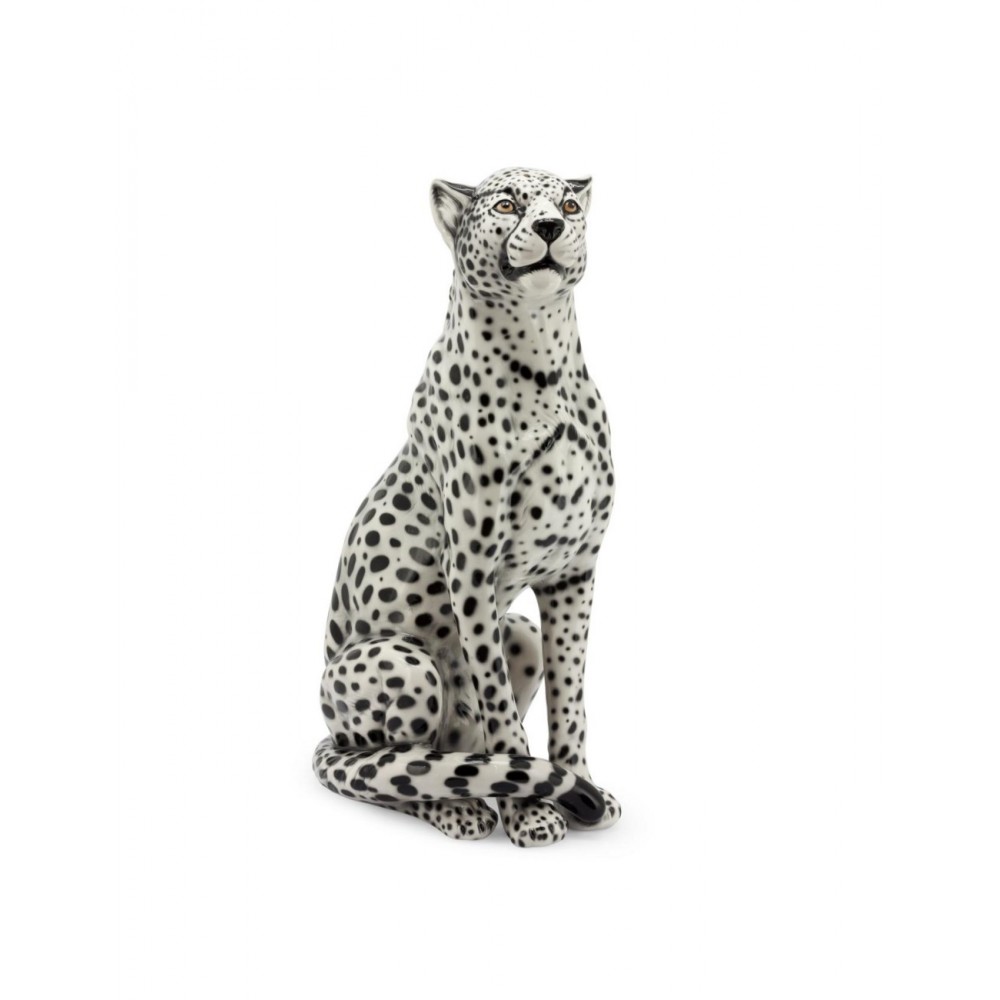 Ceramic Grey Cheetah Statue H90cm
