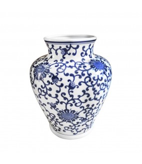 Vase Céramique Chinoise Bleue et Blanche H28cm