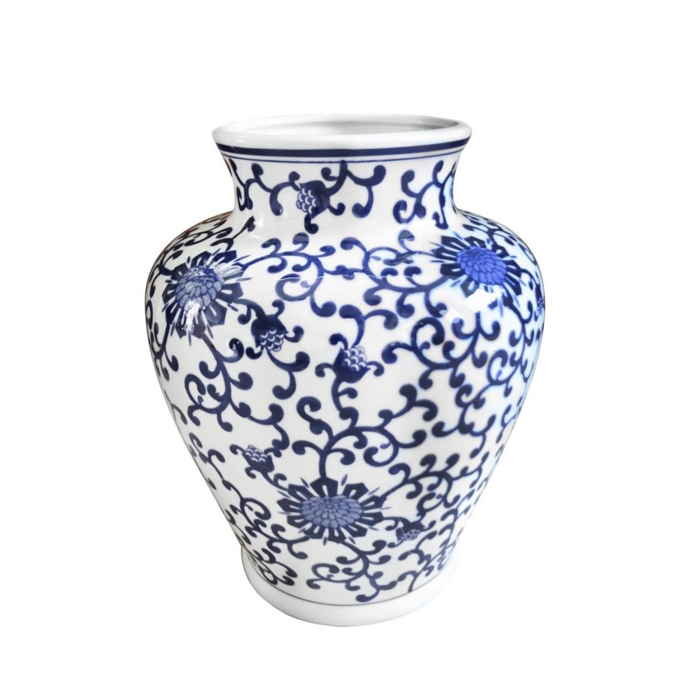 Vase Céramique Chinoise Bleue et Blanche H28cm