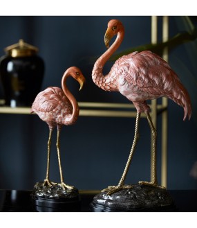 Flamingo in Porcelain and Brass, 62cm high