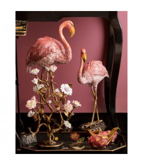Flamingo in Porcelain and Brass, 62cm high