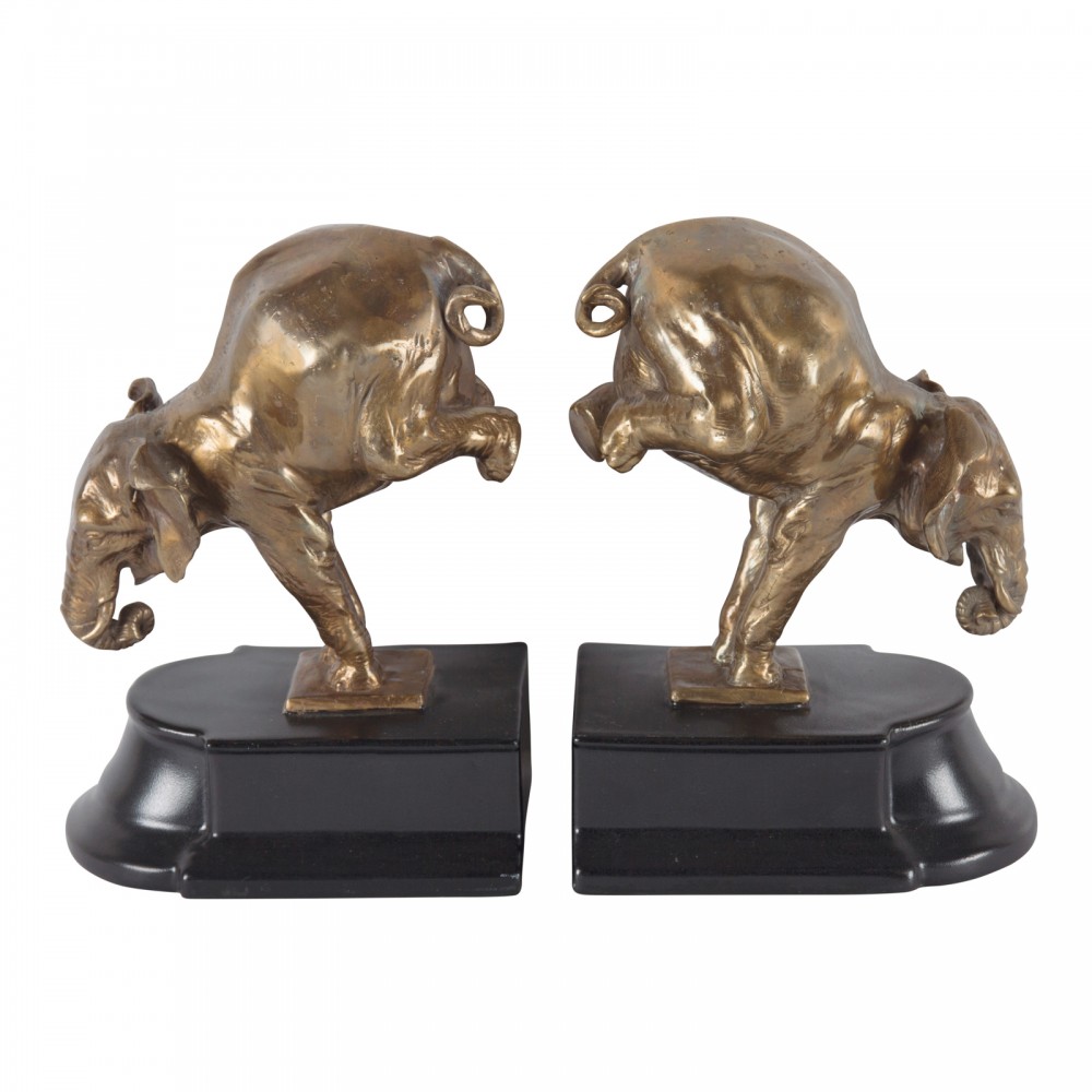 Serre-livres éléphants en bronze