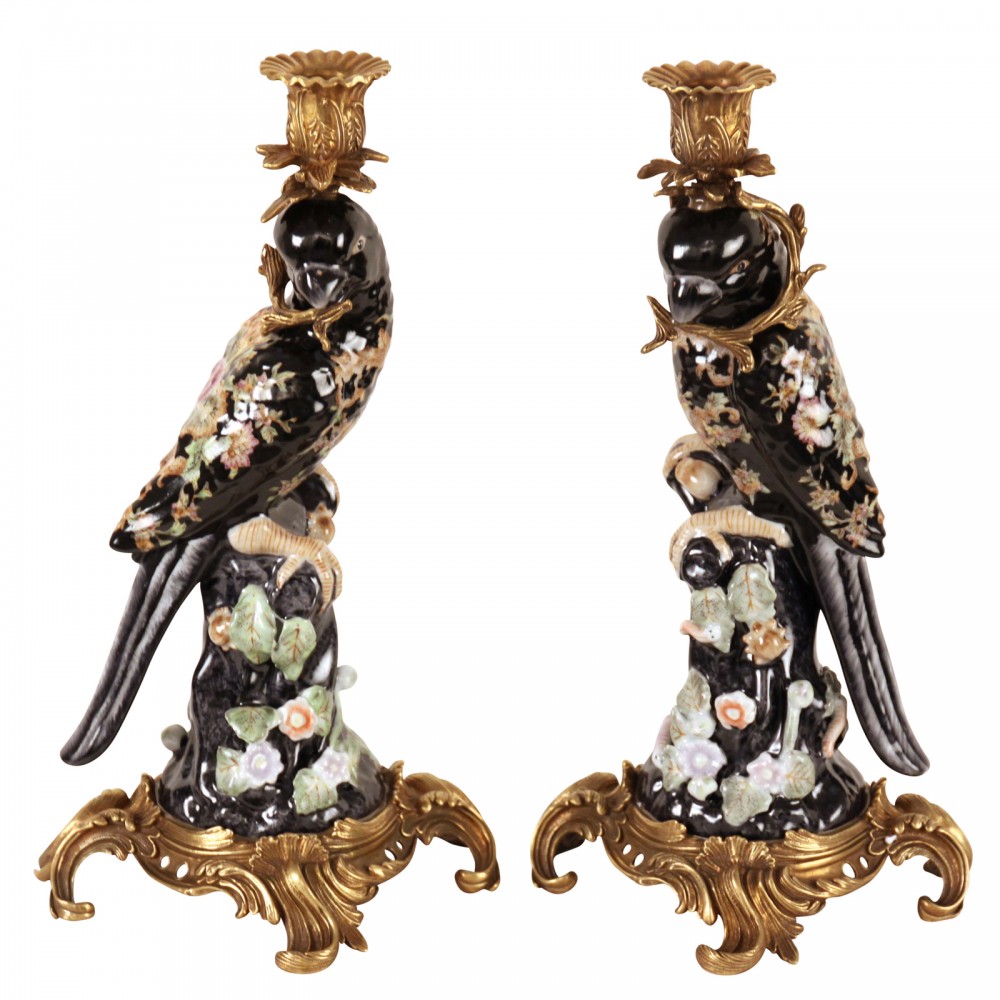 Bougeoirs Perruches Anna Sui, La Paire