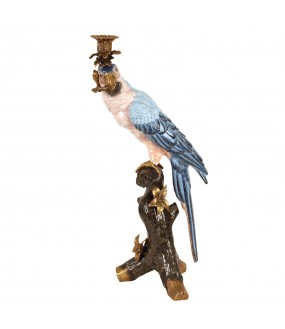 Pair of Candleholders Blue & Pink Parrots