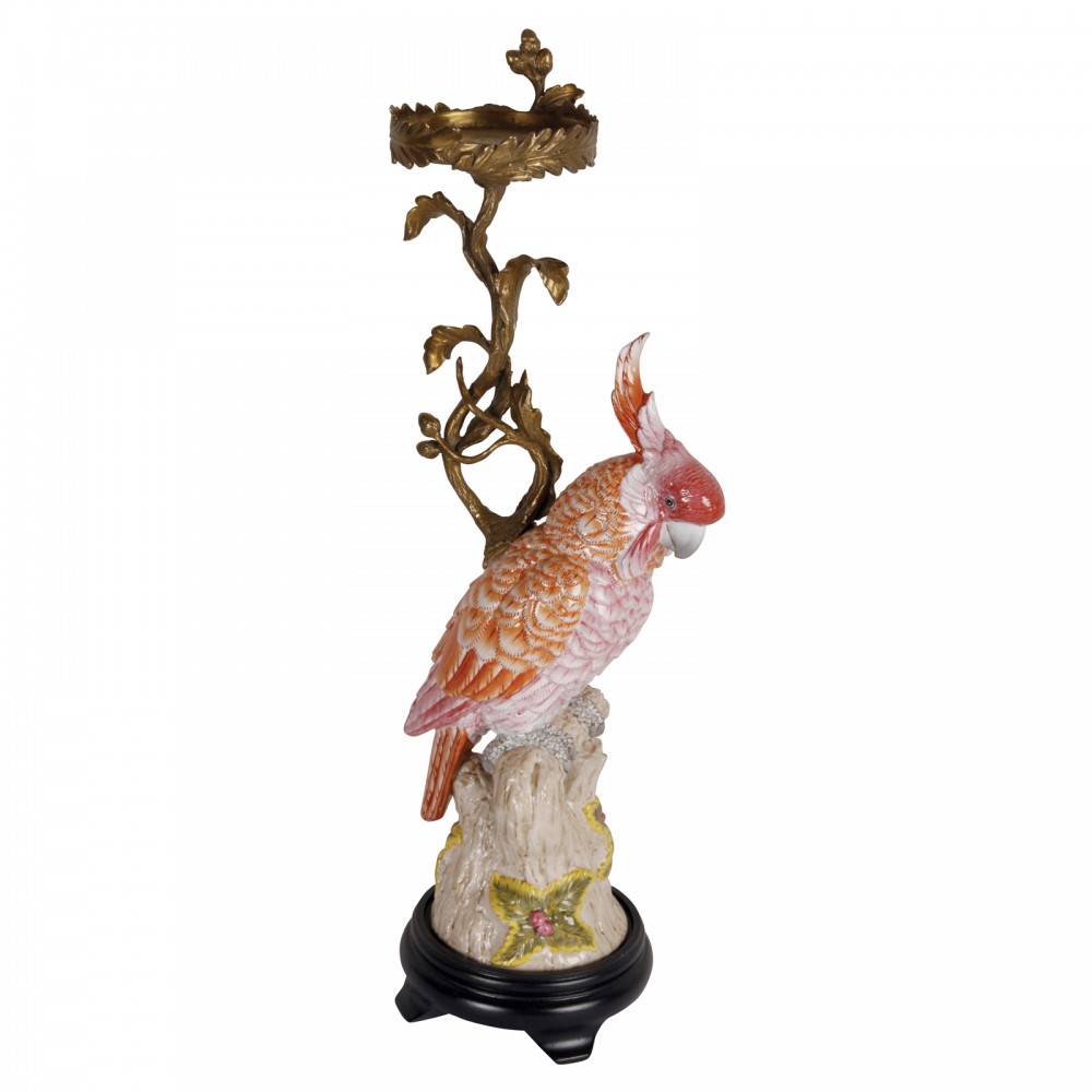 Pink & Yellow Parrot Candlestick - Left