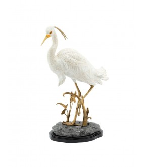Handmade Sculpture of Heron in Porcelain