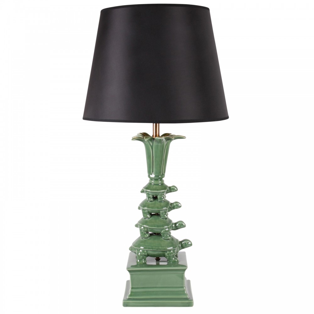 Lampe Vert Jade Tour de Tortues H55cm
