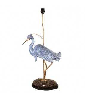 Lampe Heron Bleu Porcelaine et Bronze H95cm