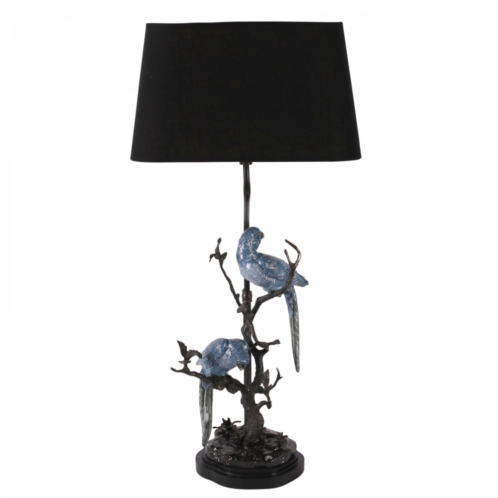 Large Table Lamp 2 Blue Parrots