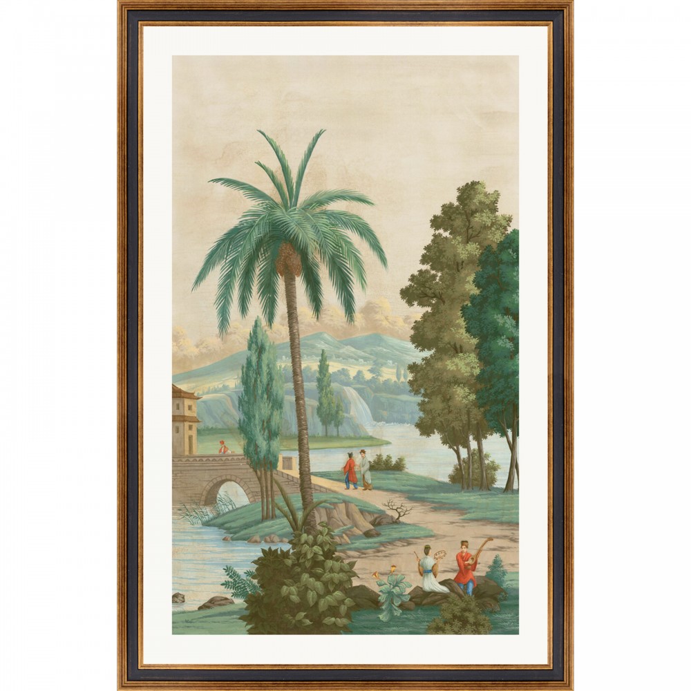 Gravures Paysages et Palmiers, h110cm, La Paire