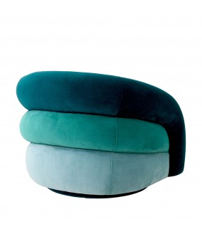 Swivel Michelin Lounge Chair - Turquoise Velvet