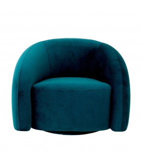 Swivel Michelin Lounge Chair - Turquoise Velvet