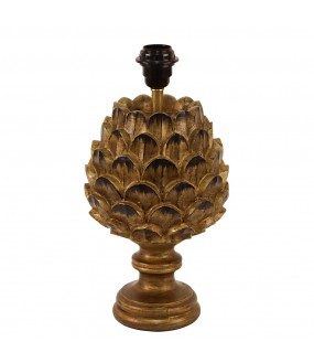 Gold Wooden Artichoke Lamp
