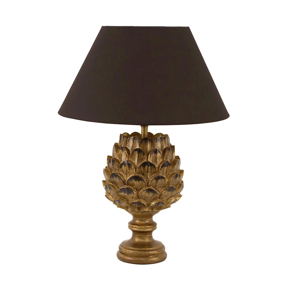 Lampe Artichaud Bois H40cm - Gold