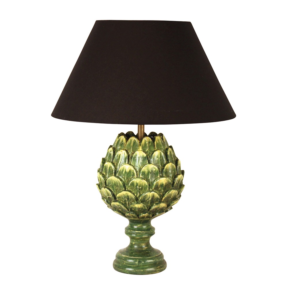Matched Pair of Green Ceramic Artichoke Table Lamps at 1stDibs