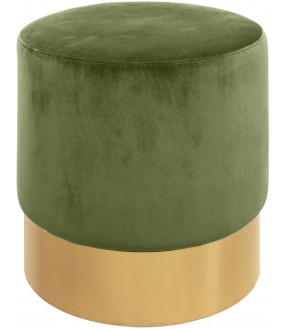 contemporary stool in green sauge velvet and stainless steel.