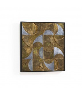 Canvas Carved On Wood Gold and Silver 60x60cm
