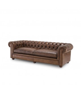 Padded Chesterfield Leather Sofa 240cm