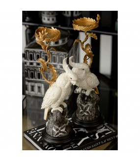 White Porcelain Cockatoo Candlestick, Right