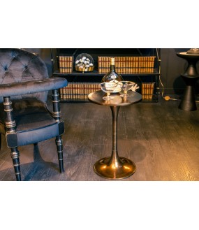 Round 1960's antic brass occasional table, round brass side table, inspired by the 1960's