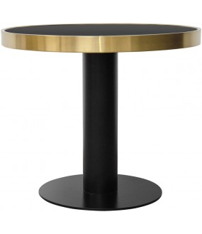 The Cabaret Round table is an elegant Modern round table in metal, stainless steel and glass top.