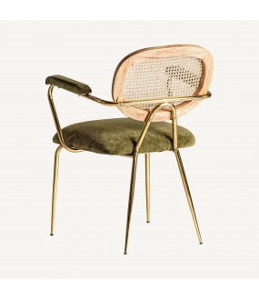 Chaise Velours et Cannage Howard
