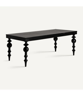 Table de Repas Palatine, bois de manguier noir, 200x100cm