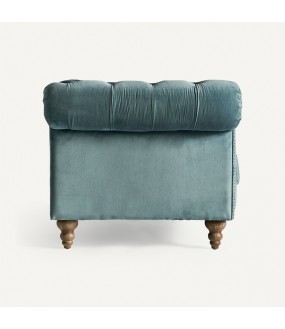 Chesterfield Style Padded Sofa, Turquoise Blue