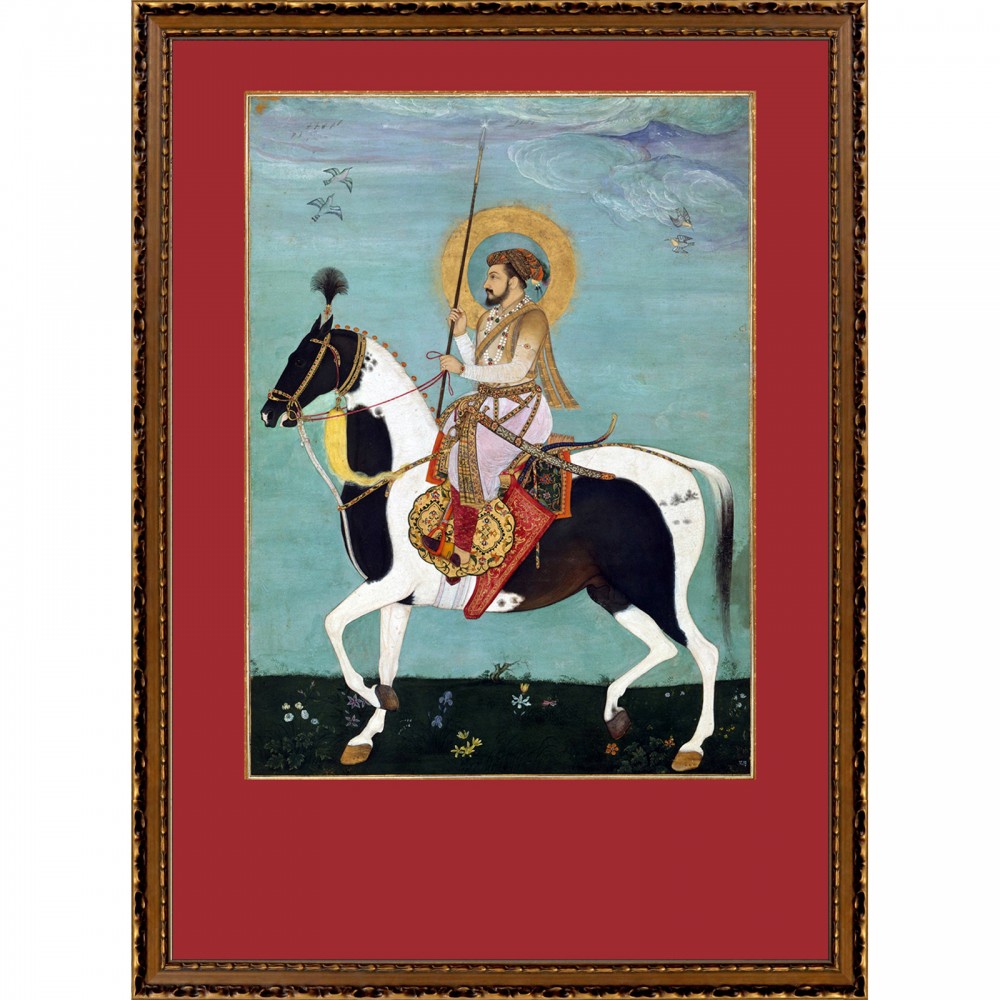Engraving of Shah Jahan on Horseback 50x70cm