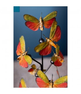 9 Colorful Butterflies Black Brass Globe