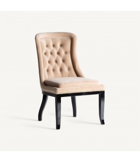 Cream Color Velvet Upholstered Dining Chair