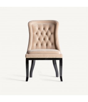 Cream Color Velvet Upholstered Dining Chair