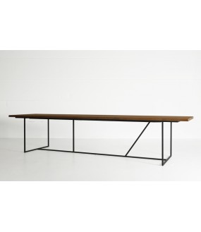Made To Measure Dining Table W made of black brushed metal and solid oak