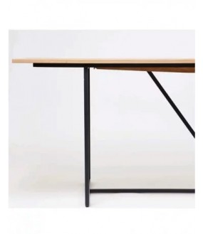 Dining Table W Oak & Metal - 250 cm
