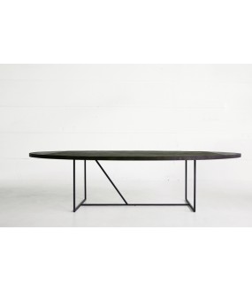 Charcoal Teak Oval Dining Table W 240x130cm