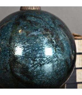Boules de Noël en verre craquelé bleu antique d'un diamètre de 20cm